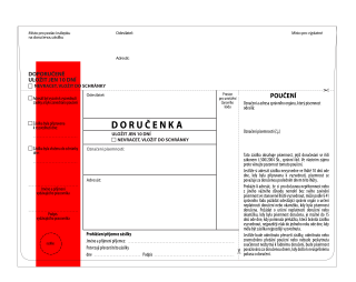 Doručenka C5, správní řád, červený pruh