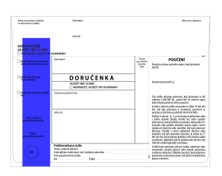 Doručenka C5, správní řád, modrý pruh